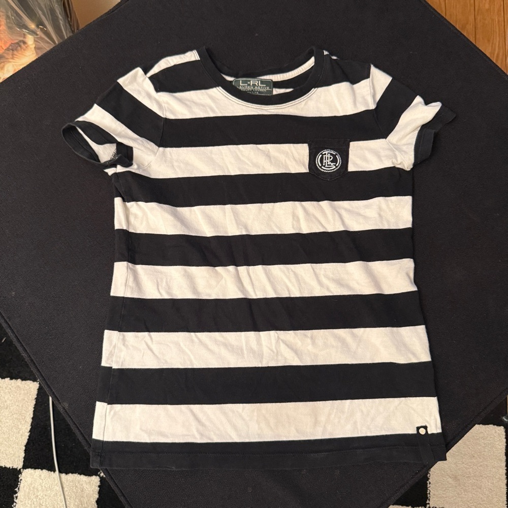 Ralph Lauren Black & White Striped Short Sleeve Tee